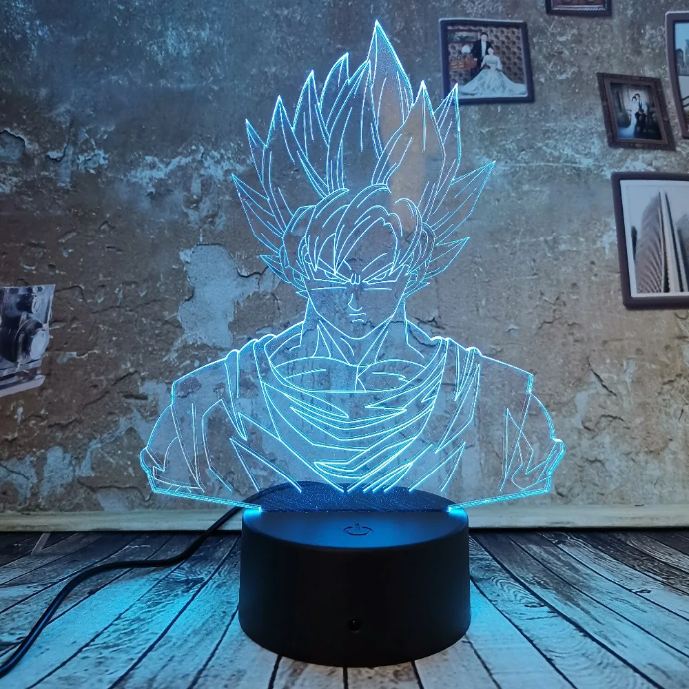 Cool Drgon Ball Son Goku 3D LED ночник 7 Авто Цвет Градиент Иллюзия USB для мальчиков Детский
