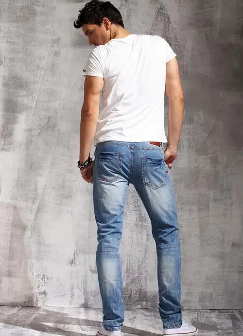 Men Fashion Brand Jeans Denim Clothing Popular Skinny Pencil Pants Casual Stretch Biker Long Trousers | Мужская одежда