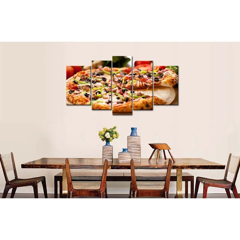 5 панелей настенная живопись пиццы еда печать на холсте картина картинки для дома