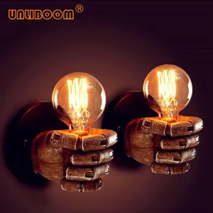 Креативная винтажная светодиодная настенная лампа E27 в виде кулака из смолы, ретро-коридор, прикроватная лампа Эдисона G80 ST64, внутренний настенный светильник