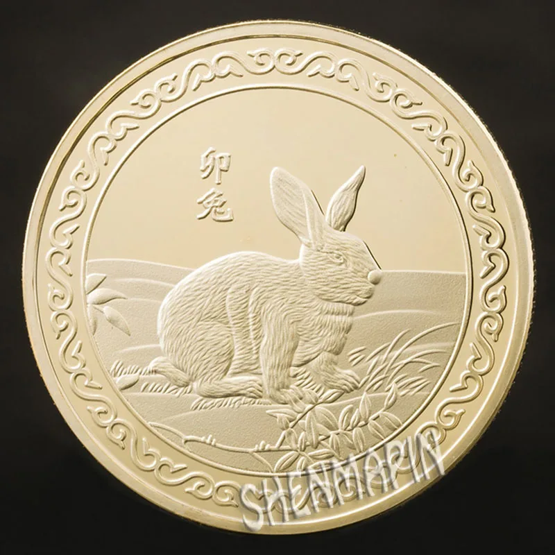 Rrabbit Китайский Знак зодиака памятная монета культура искусство коллекционные монеты Счастливое животное вызов монеты украшения дома подарок на год - Цвет: Rrabbit