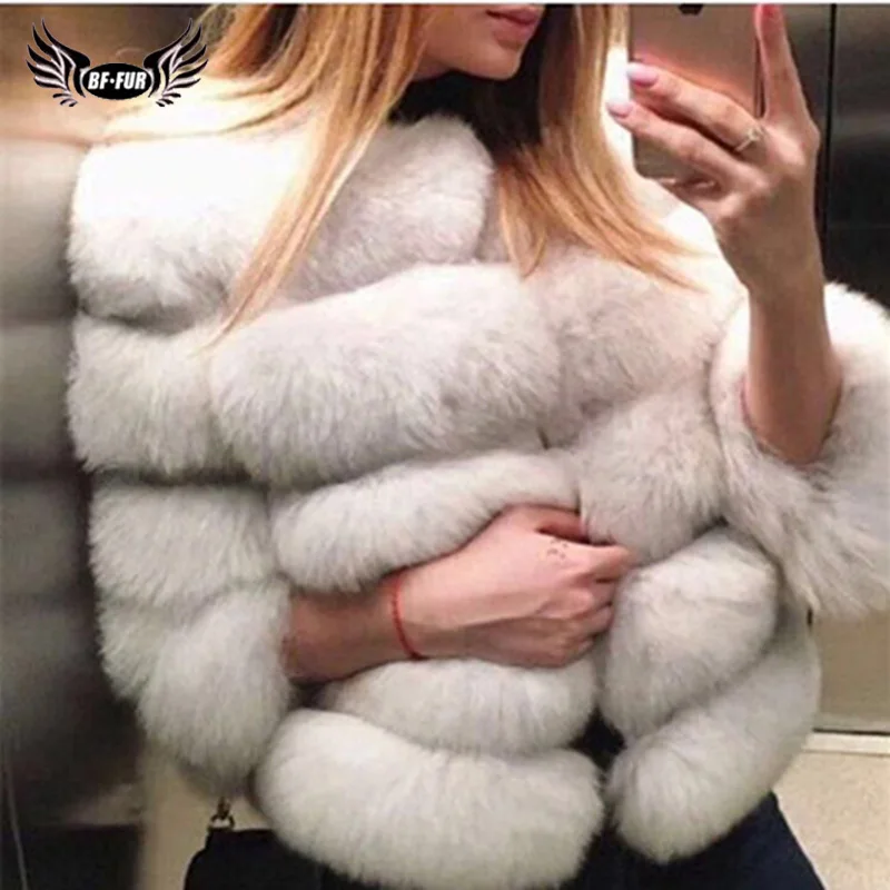 BFFUR Real Fur Coat luxury Women Winter Fashion Style Natural Fur Coats Lady Whole Fox Fur Coats Top Quality Real Fur Jackets