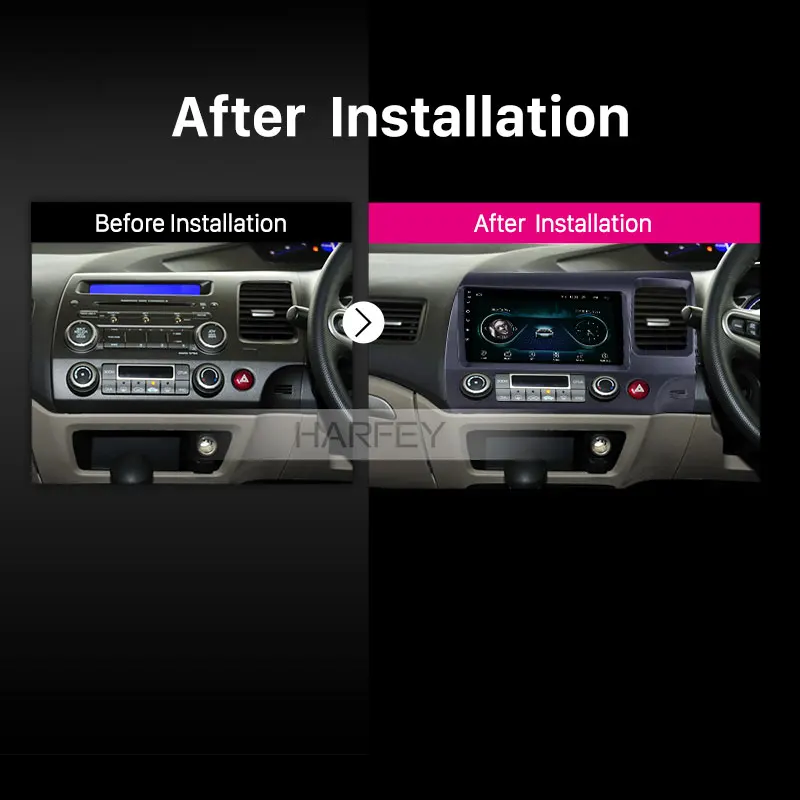 Harfey для Honda Civic RHD 2006 2011 9 дюймов Android 8 1 HD сенсорный радио с Bluetooth и GPS USB AUX поддержка