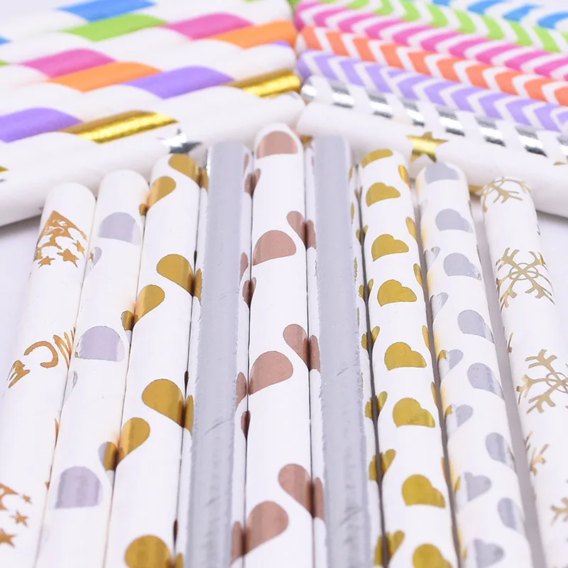 

25pcs/lot Multicolor Striped Paper Straws for Birthday Wedding Decorative Party Environmental Chevron Creative Drinking Straws