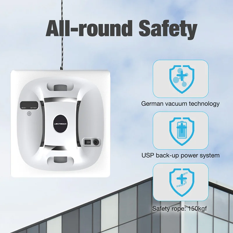 

Liectroux X6 Intelligent Window Vacuum Cleaning Robot, safe rope, Remote Control,Anti fall,UPS Algorith, Glass Washer Mop Wiper