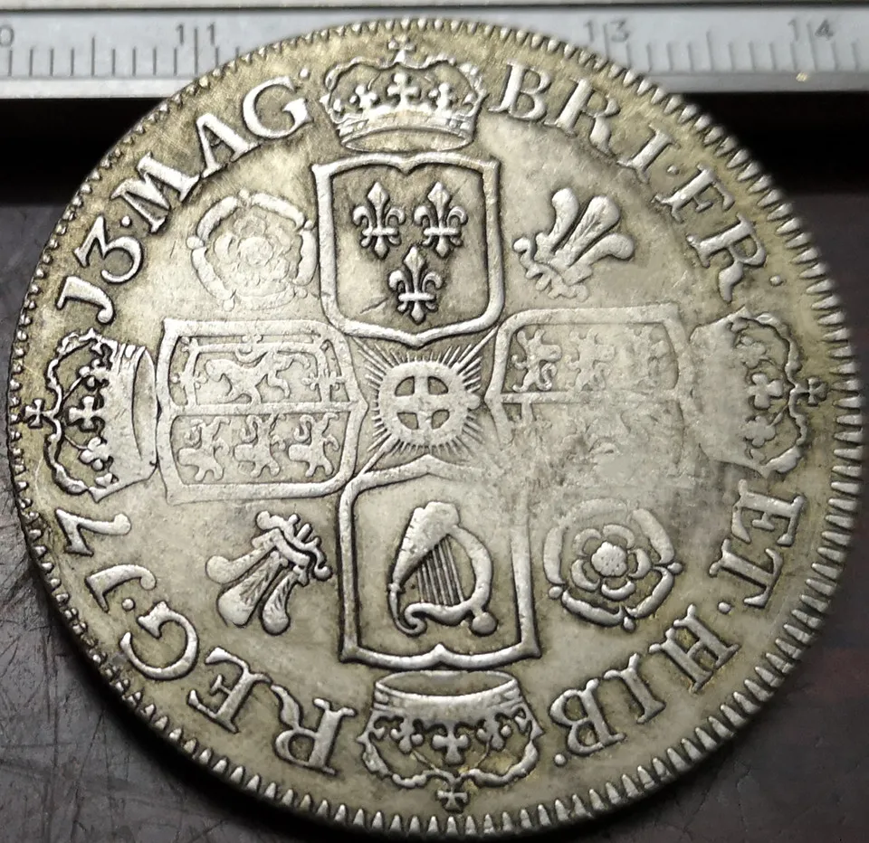 1713 Великобритания 1 Корона-Анна Посеребренная копия монеты | Дом и сад