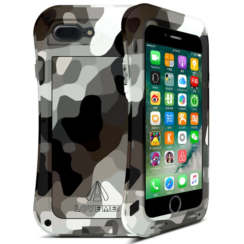 LOVE MEI Camouflage Small Waist Metal Case For iPhone 7 Plus Cover Armor Shockproof Life Waterproof Coque | Мобильные телефоны и