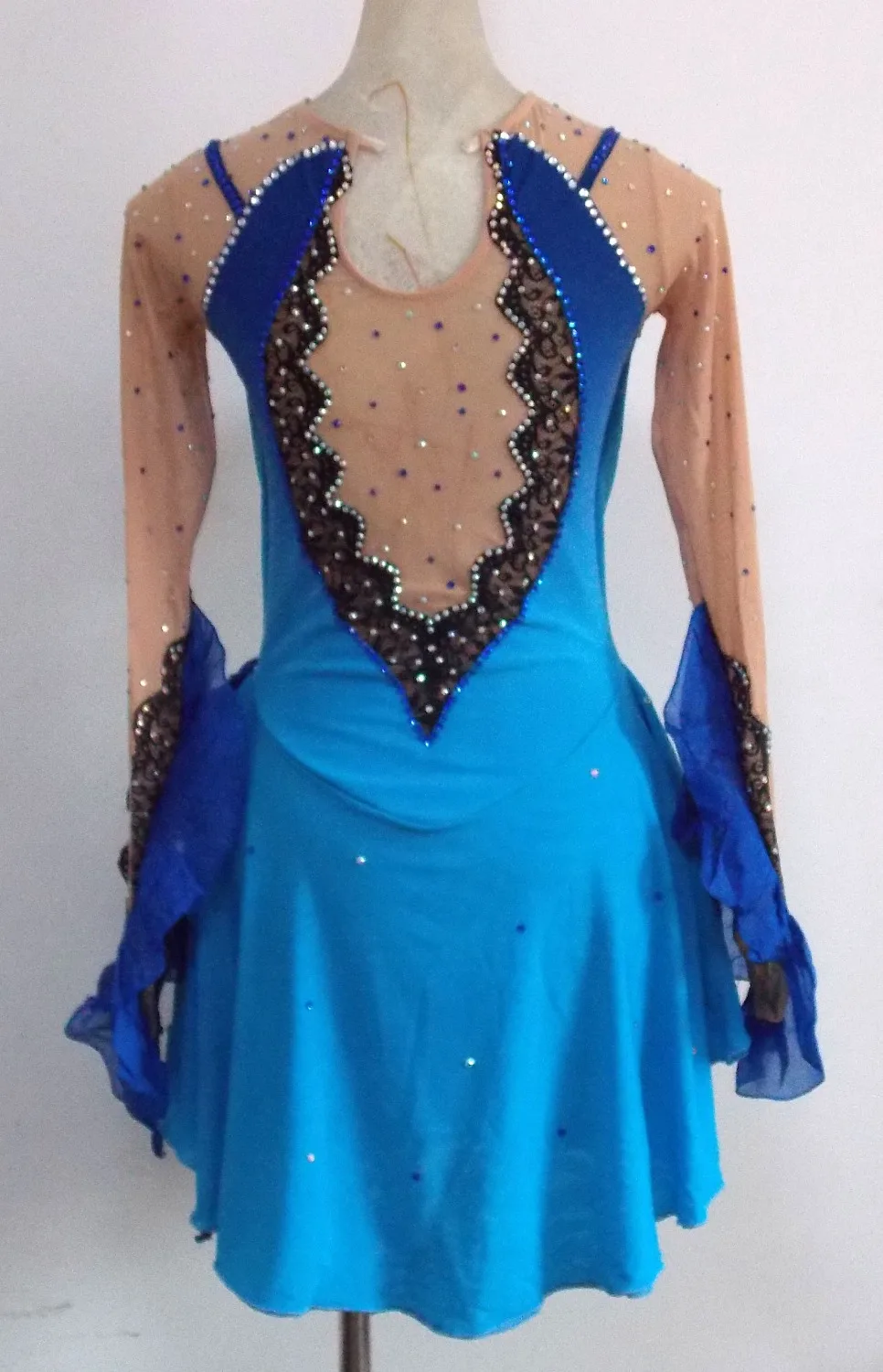 Free shippingSkyblueCUSTOM MADE TO FIT FIGURE ICE SKATING/ DANCING/ BATON TWIRLING COSTUMESD36 | Тематическая одежда и