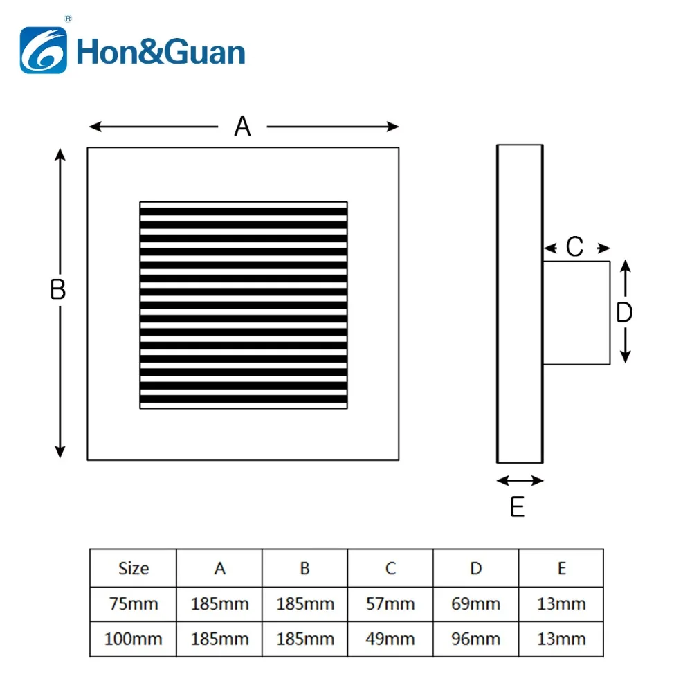 Hon&Guan 3''~4'' Square Air Vent, ABS Grille Cover White Soffit Vent for Bathroom Office Kitchen Ventilation(185mm*185mm