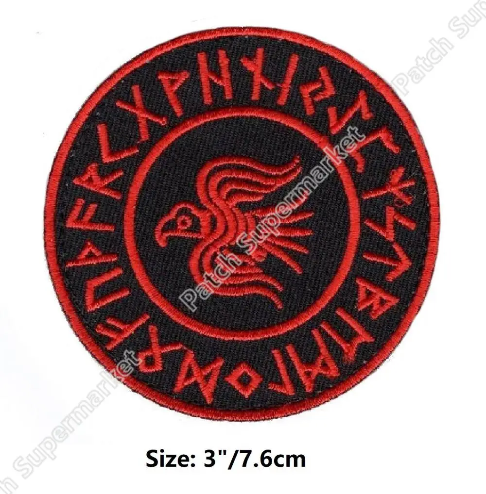 Odins Raven норвежский викинг руны нашивки вышитые компасы мифологический норвежский логотип Железный на патч готика Готический стиль жизни наклейки