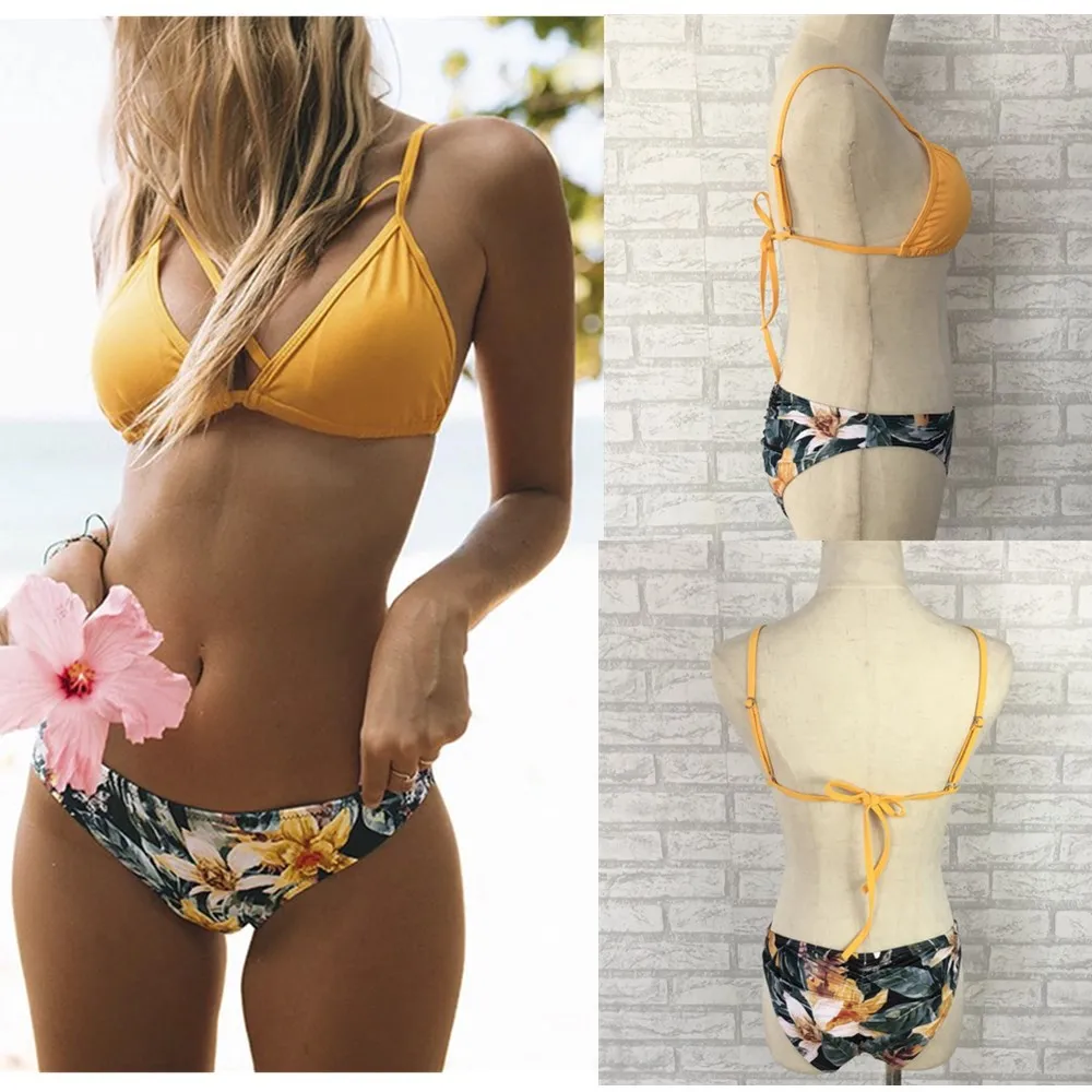Пикантные цветочные бикини 2019 Push Up Купальники для малышек женщин купальник микро