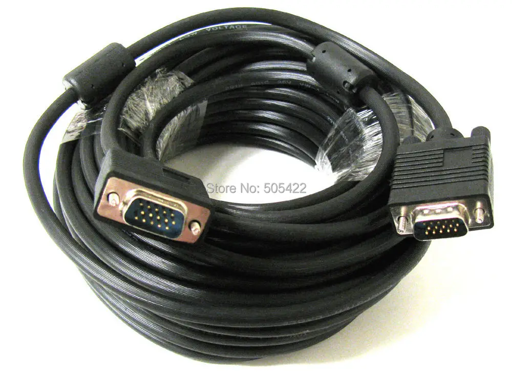

50FT 15 PIN BLACK VGA SVGA M/M Male to Male Cable CORD FOR Monitor PC TV