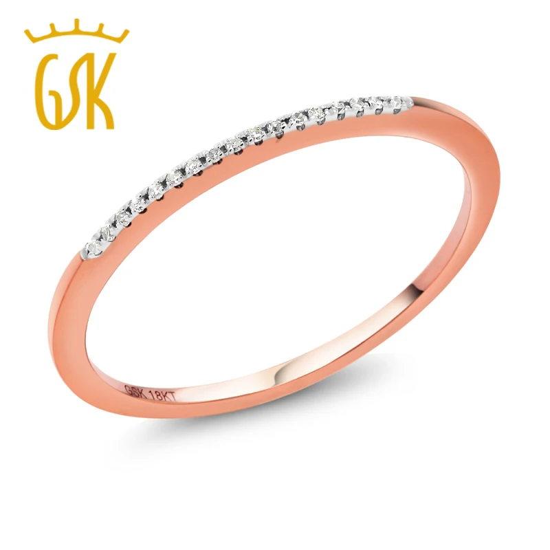 Бриллиантовое кольцо GemStoneKing 18K из розового золота 0 025 cttw натуральный белый алмаз