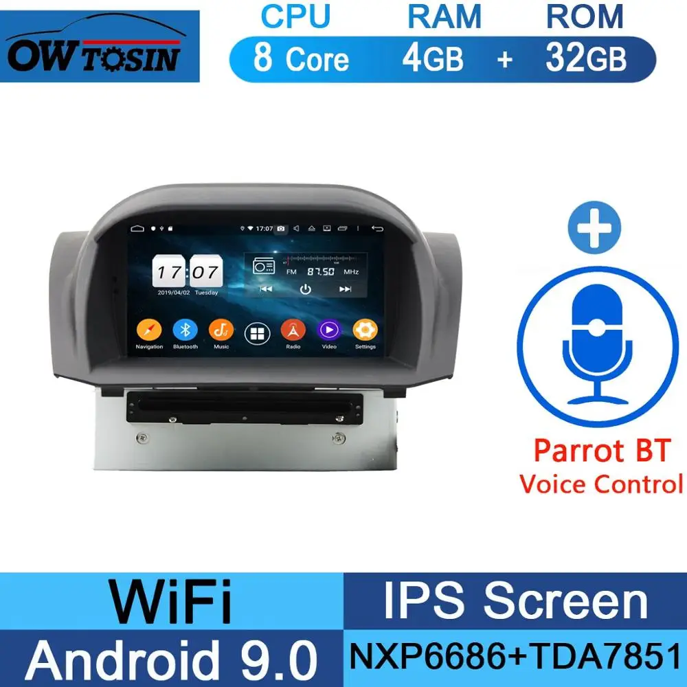32G Parrot BT " ips 1024*600 Octa 8 ядерный 4 Гб ram+ 64 Гб rom Android 9,0 автомобильный dvd-плеер для Ford Fiesta 2011- DSP радио gps Parrot BT Adas - Цвет: 32G Parrot BT