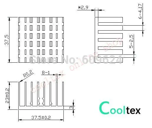 10 шт./лот 37 5x37 5x23 мм алюминиевый радиатор-радиатор для чипа VGA RAM IC светодиодный