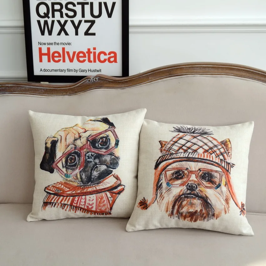 Милый щенок цифровые печатные наволочка с принтом собаки Декоративные Чехлы для