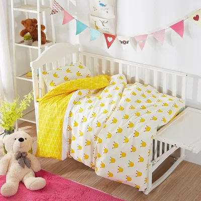 

With Filling crown baby nursery Cotton Soft Baby Crib Cot Set Breathable Newborn unpick wash,Duvet /Sheet/Pillow