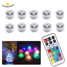 На батарейках водонепроницаемый RGB погружной светодиодный светильник подводный ночной Светильник чайный светильник s для вазы, чаш, аквариума и вечерние свадебные