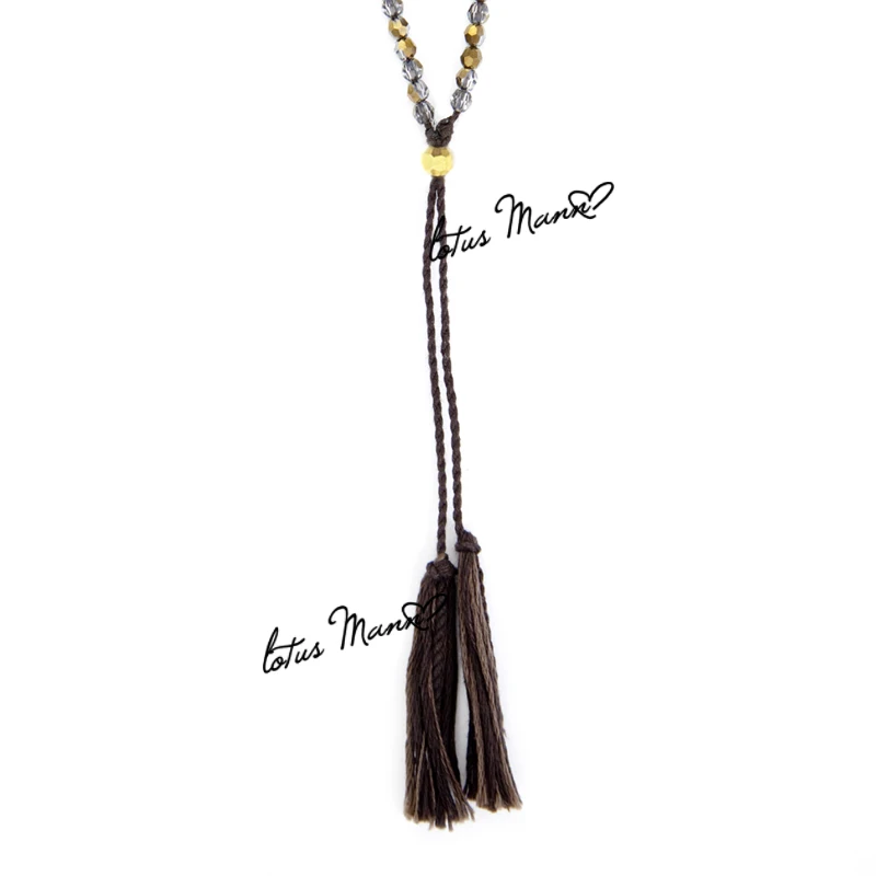 

Mann gold crystal lotus slender necklace mix match