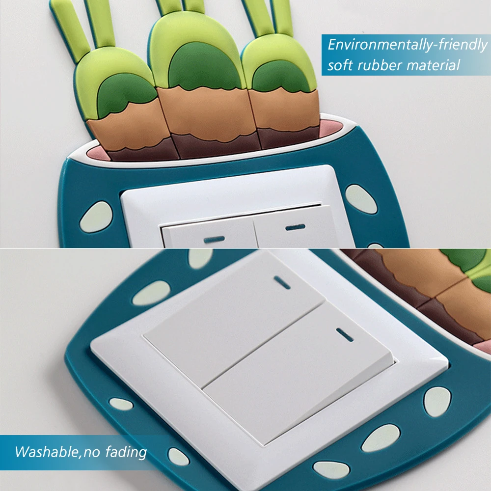 LASPERAL Cute Cartoon 3D Cactus Fluorescent Wall Silicone On-off Switch Stickers Outlet Home Decorations | Дом и сад