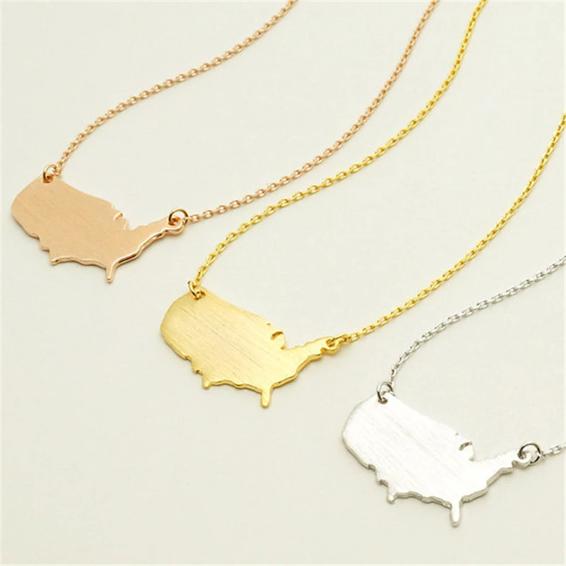 Модное ожерелье в стиле США/США с картой США|state necklace|necklace 18k goldusa necklace |