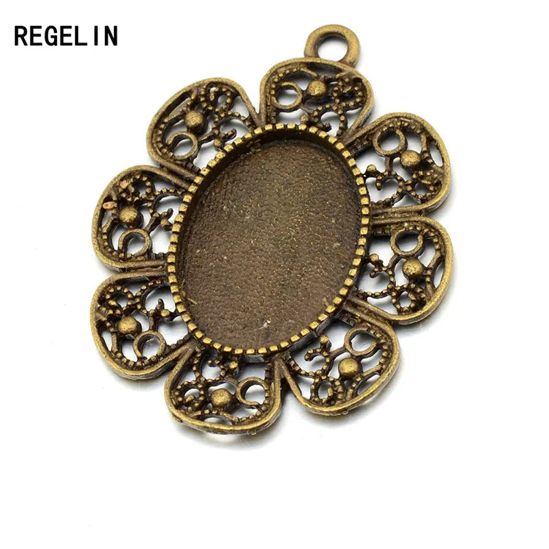 REGELIN 10 шт./лот 18x25 мм цветочный кружевной кулон Пустые Настройки основы кабошона