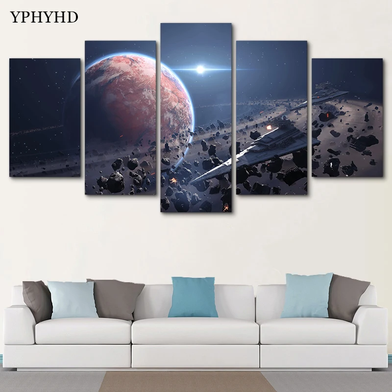 YPHYHD Современное украшение для дома холст модульные картины искусство 5 шт. кино