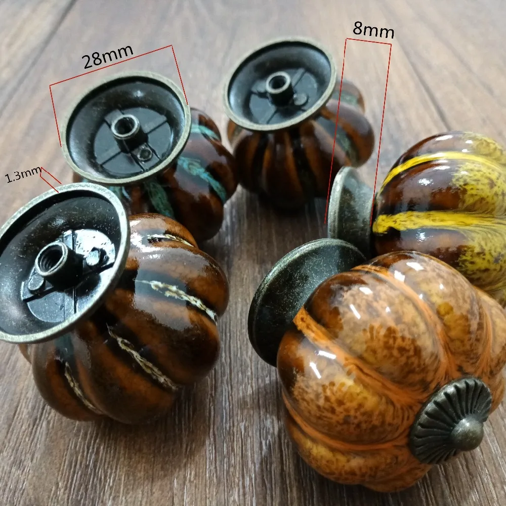 5pcspack 40mm pumpkin ceramic knob vintage colorful dresser door knob zinc alloy kitchen furniture handle cabinet drawer pull free global shipping
