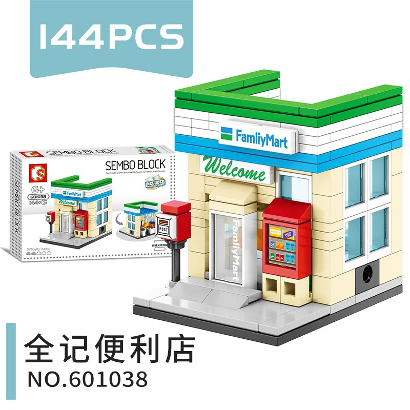601038 no box Блоки sembo Mini Street Shop Строительные кирпичи милый микро магазин модель супер рынок Развивающие детские игрушки забавные подарки для детей - Цвет: 601038 no box
