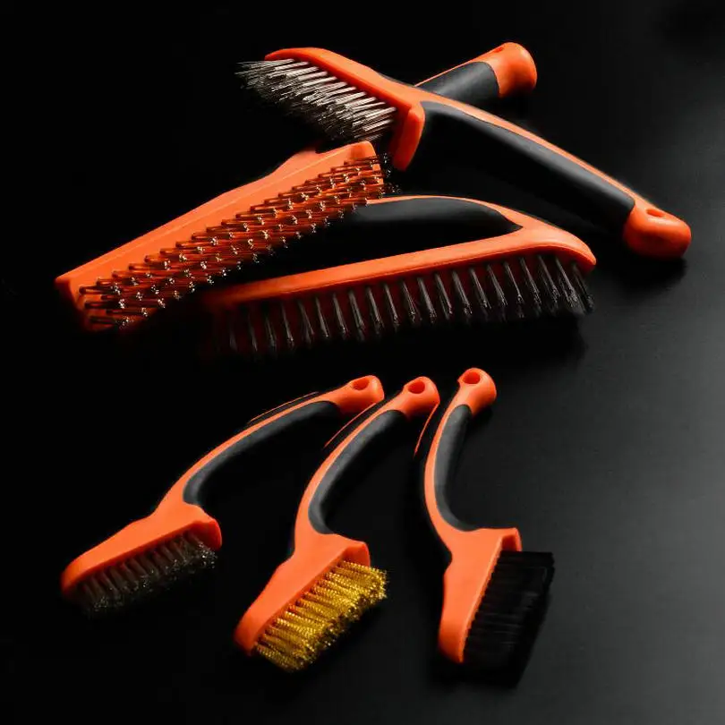 

Remove Rust Descaling Brushes Nylon/Stainless/Brass Wires Metal Brushes Steel Surface Cleaning Polishing Tools PP+TPR Handles