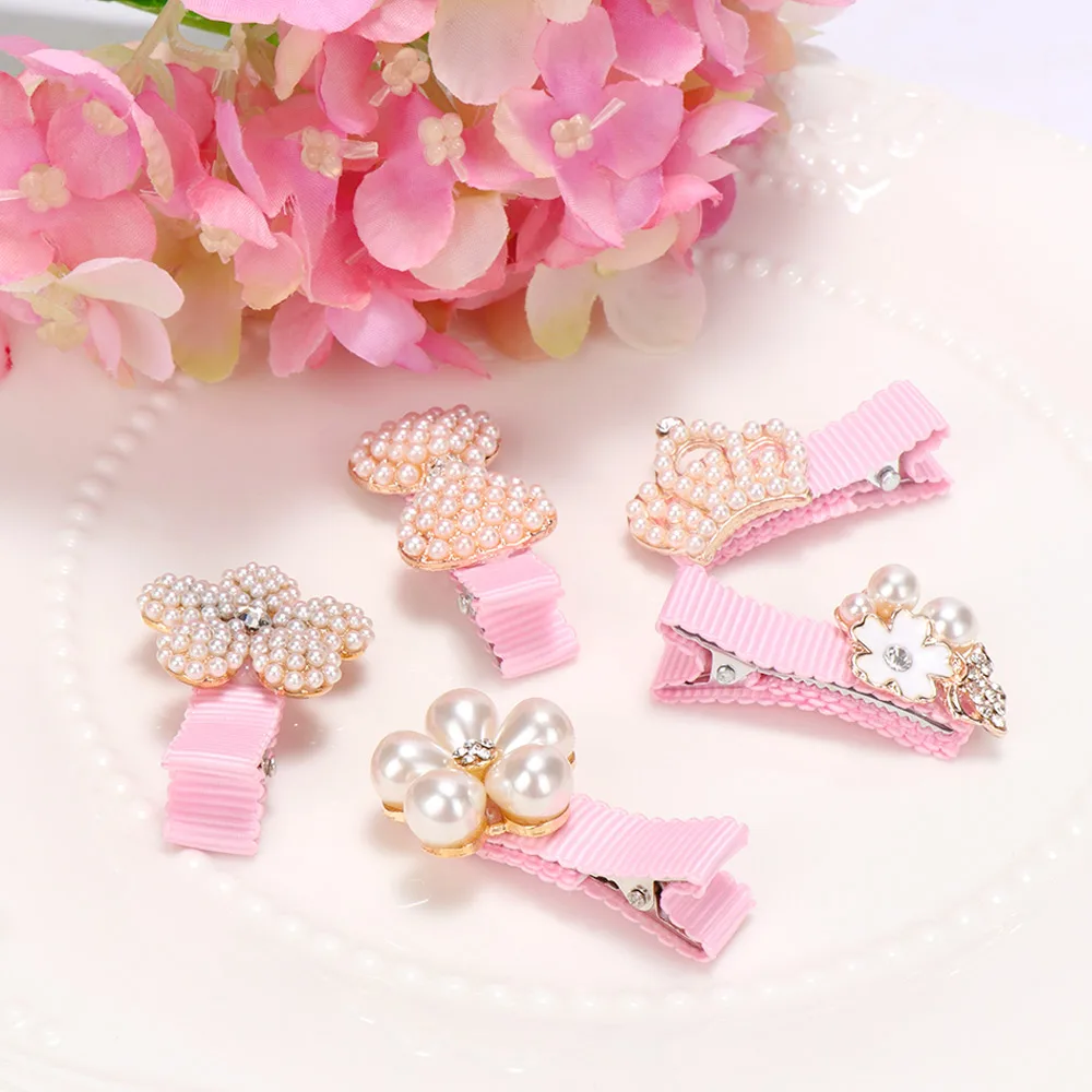 Заколки для волос с искусственным жемчугом и бантом Модные Цветочные заколки в