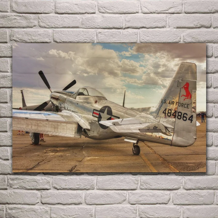 P 51 Mustang винтажный самолет Военная фотография для дома гостиной украшение спальни