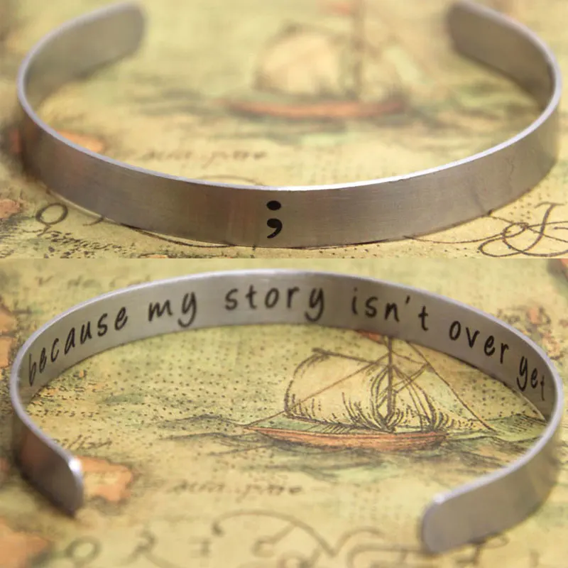 Оригинальный Серебристый Браслет-манжета с надписью «моя история еще не превышает», осведомленность о самоубийстве и вреде