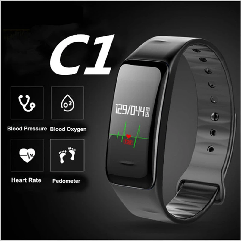 Смарт браслет Bluetooth C1 с тонометром и пульсометром водонепроницаемый фитнес
