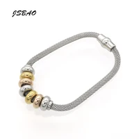 jsbao new arrival womens fashion stainless steel mesh magnet clasp punk bracelet bangle for women fashion jewelry