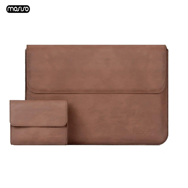 

MOSISO PU Leather Laptop Sleeve Notebook Bag Pouch Case for Macbook Pro 15 Case Waterproof Unisex 14 Inch Laptop Bag Sleeve Cove