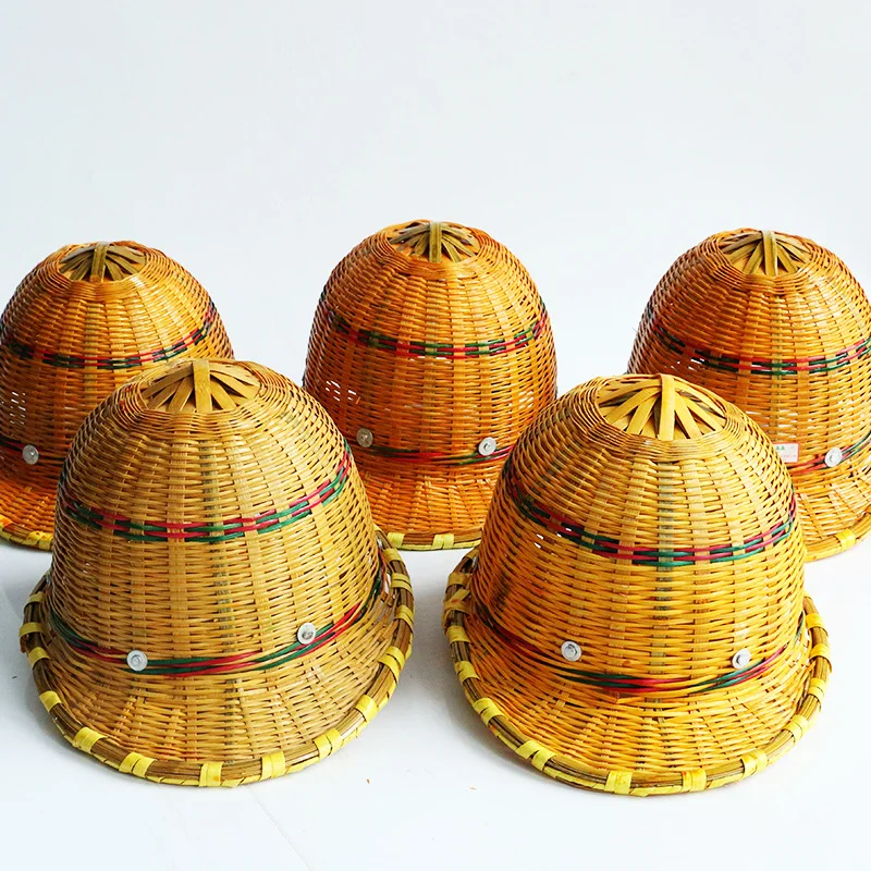 Бамбуковая Шляпа шлем летние дышащие защитные шлемы со стальной пластиной