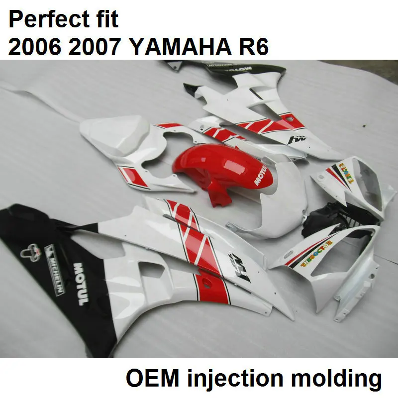 Injection Molded Fairing Body Kit For YAMAHA YZF R6 2006 2007 White Red Black Motorcycle Fairings Set 06 07 HZ11 | Автомобили и