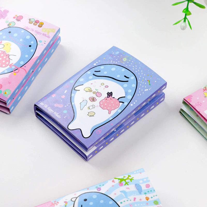 Милый Счастливый Кит 6 складной Блокнот N Times Sticky Notes Kawaii канцелярский магазин