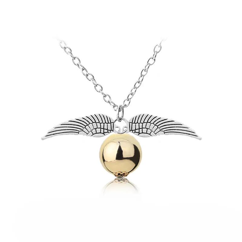 Трендовое ожерелье с подвеской Harry P Deathly Hallows золотое круглыми шариками и двойным
