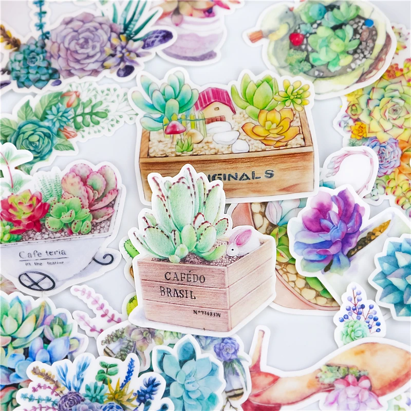 32 шт./ суккулентных растений канцелярские наклейки пакет Post It Kawaii планировщик diy Скрапбукинг памятки стикеры школьные принадлежности