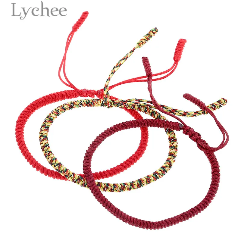 Lychee 3 шт. буддийский браслет ручной работы унисекс цветные провода плетеные