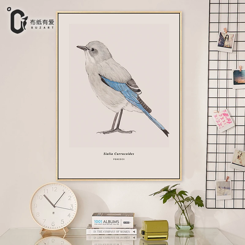Buzart lovely birds pattern canvas paintings for Nordic poster home wall art decoration No Frame | Дом и сад