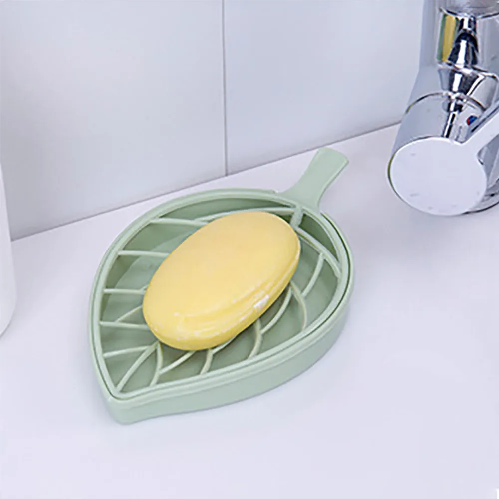 Контейнер для мыла ванной комнаты в форме листьев держатель пластиковый чехол на - Фото №1