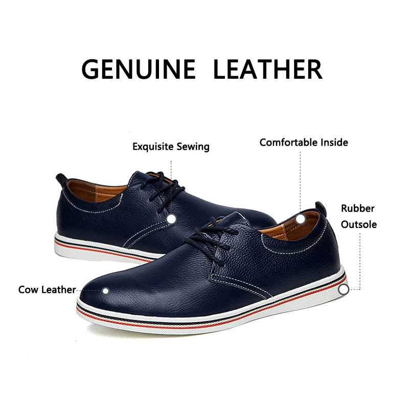JUNJARM 2020 British Style Men Flats Shoes Handmade Genuine Leather Business Breathable Lace-up 38-47 | Обувь