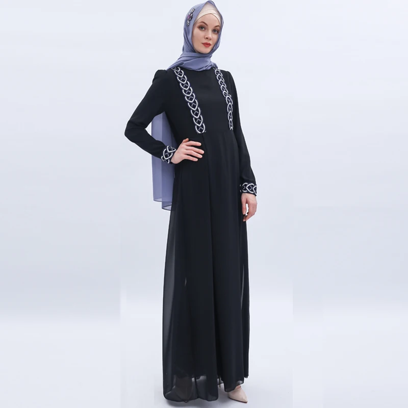Мусульманское платье в турецком стиле женское кружевное с вышивкой Caftan большой