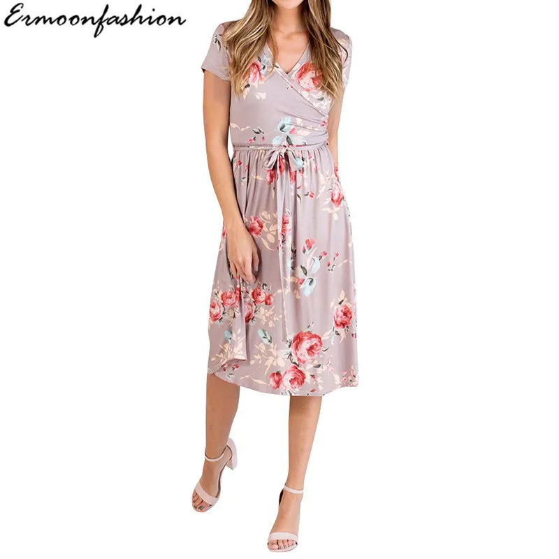 Платье с цветочным рисунком летние женские Vestido платье рюшами Новое поступление