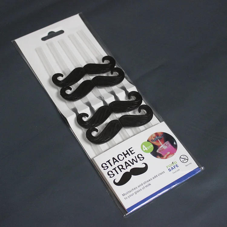 4 шт./компл. пластиковые трубочки для напитков в виде черной бороды усы Мультяшные