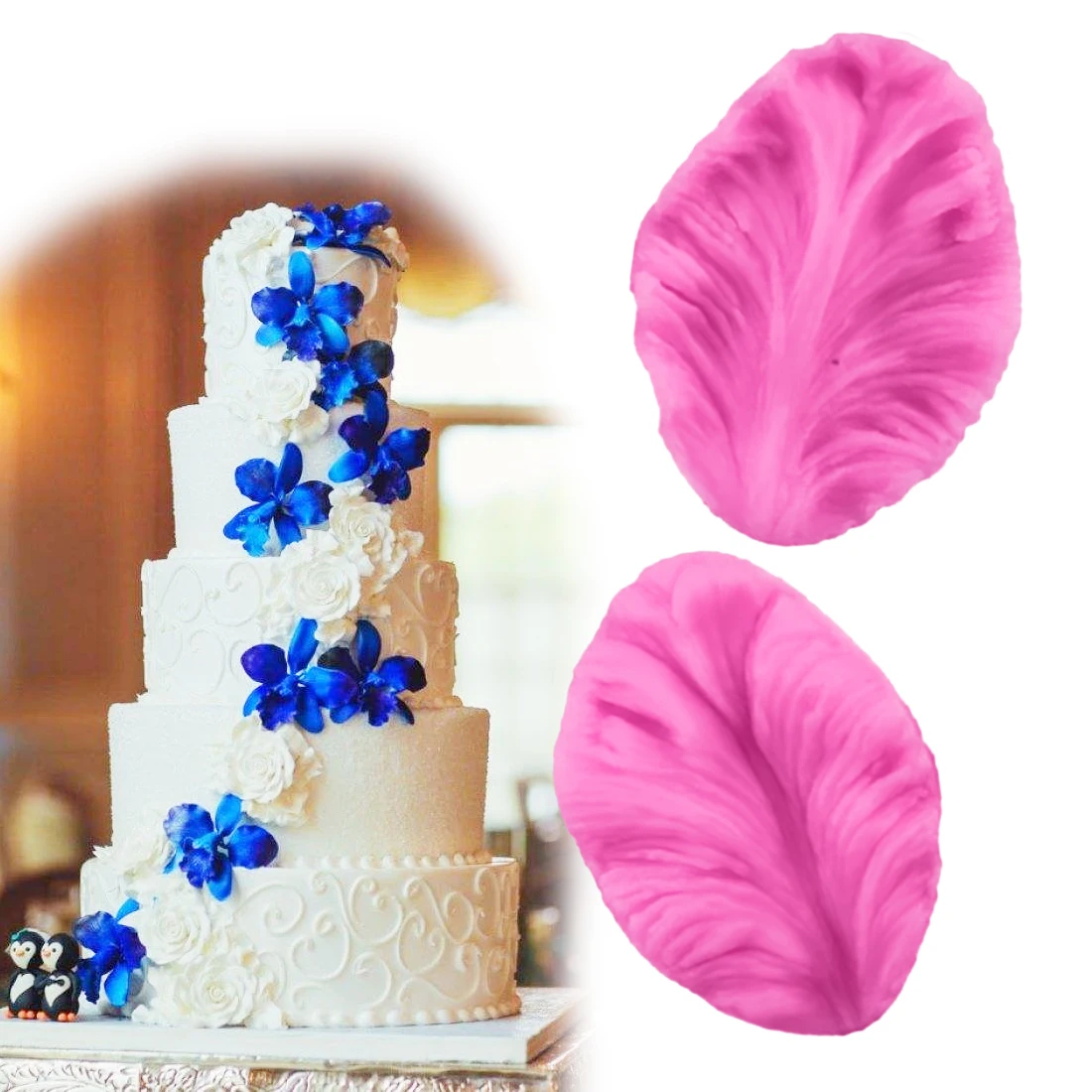 Fondant Silicone Mold 3D Flower Cooking Wedding Decoration Baking Sugar Craft Molds 2pcs Leaves Shape DIY Cake|Формы для тортов| |