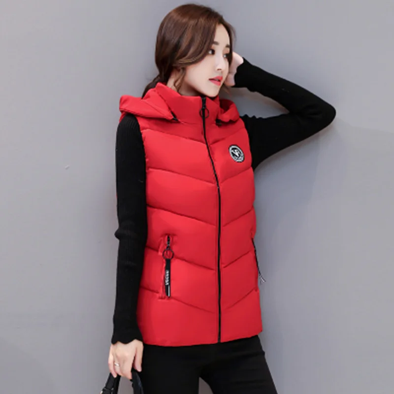 Жилет женский хлопковый с капюшоном тонкий большого размера 2018|Жилеты и